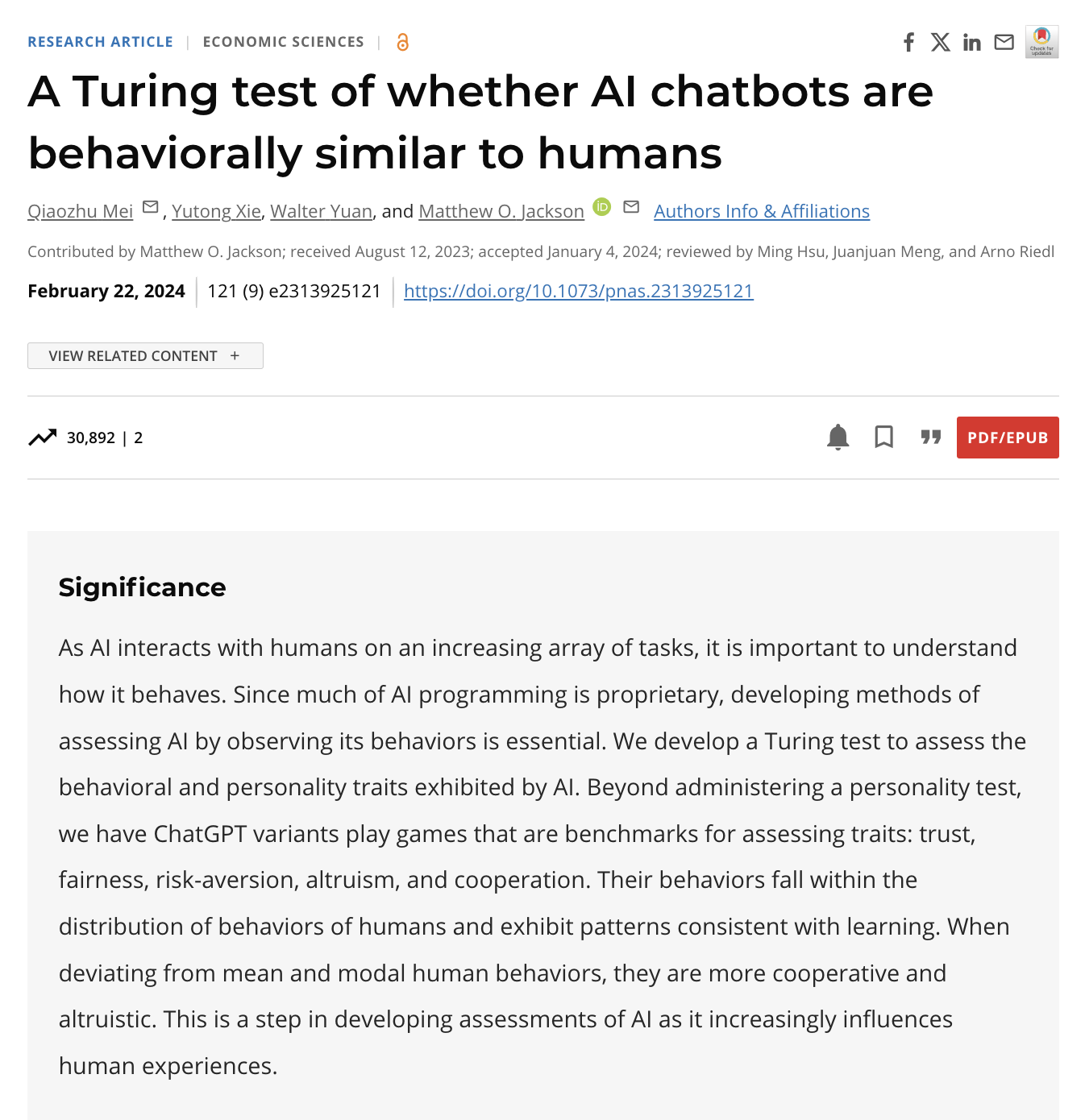 Turing Test Outcome